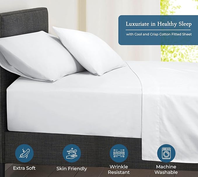 Royale Linens 400 Thread Count 100% American Grown Cotton Fitted Sheet Queen - Image 3