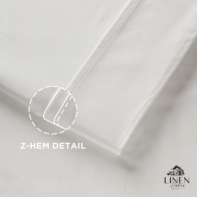 Linen Home 100% Cotton Percale 1 Flat Sheet, King Size - Image 3