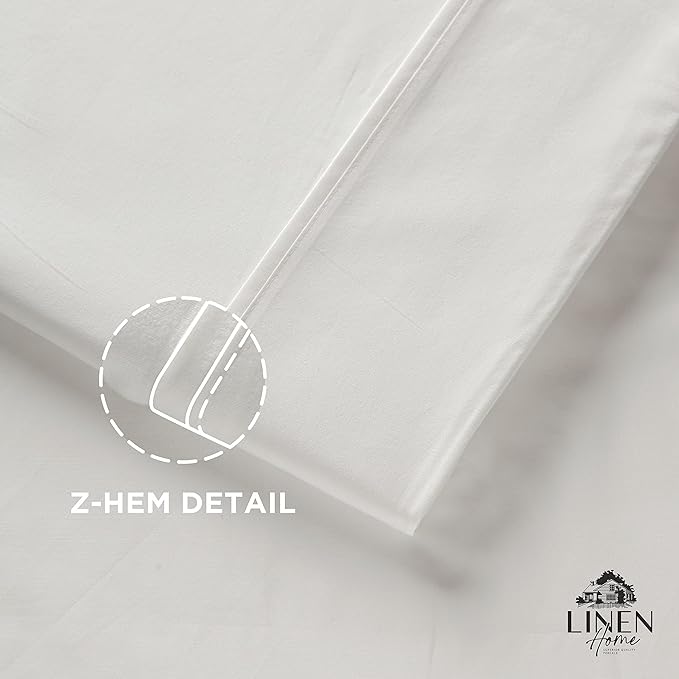 Linen Home 100% Cotton Percale 1 Flat Sheet, Queen Size - Image 3