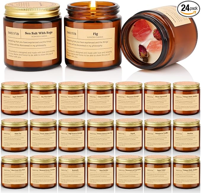 24 Pack Scented Candles for Home, 3.5oz Crystal Soy Candles-Long Burning Time by SAEUYVB