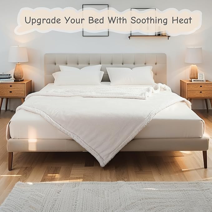 Electric Heated Blanket Throw Size 50"x60", Soft Flannel - Image 4
