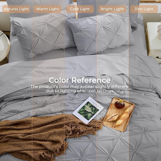Sasttie King Size Comforter Set, 7-Piece Bed in a Bag, Pintuck Bedding Sets - Image 8