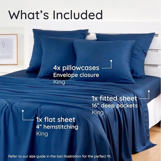 Bambaw King Sheet Set 6pcs – 100% Viscose Derived from Bamboo Sheets, Buttery - Image 2