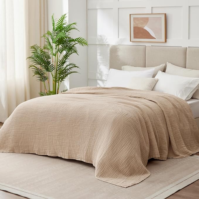 6 Layers Cotton Muslin Blankets Large, Lightweight Cotton Throw, Cooling Soft - Image 3