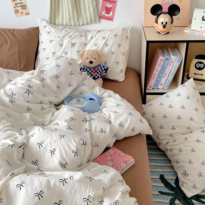 mixinni Vintage Bowknot Pattern Duvet Cover Set - Image 5