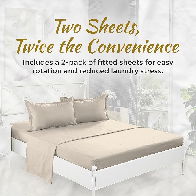 Microfiber 2 Twin XL Fitted Bottom Bed Sheets 1800 Ultra Soft and Comfy - Image 3