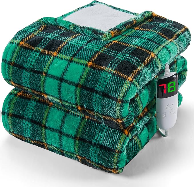 Green Heated Blanket Electric Twin Size 62X84, Christmas Heating Blanket - Image 8
