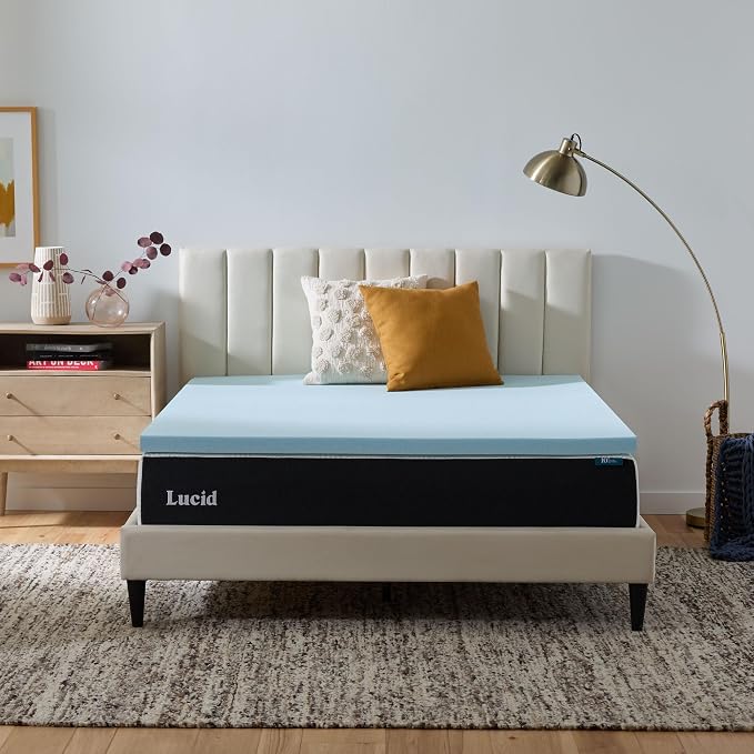 Lucid 2 Inch Memory Foam Mattress Topper, Full Size – Cooling Gel Bed Topper – by Lucid