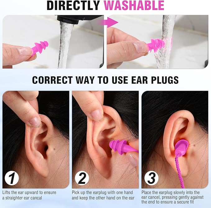 Tondiamo 200 Pairs Ear Plugs Reusable Silicone Earplugs - Image 4