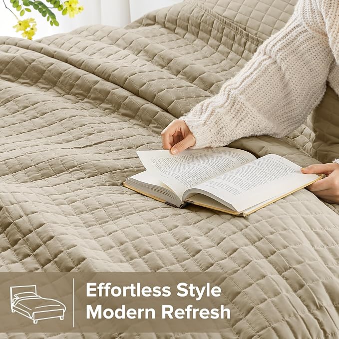 Comfort Spaces King Quilt Set Modern Reversible Plaid Coverlet King Bedding Set - Image 3