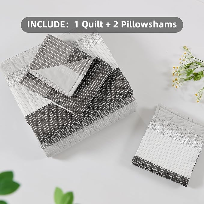 Andency King Size Quilt Set Dark Grey, 3 Pieces Summer Ultra Soft Lightweight - Image 8