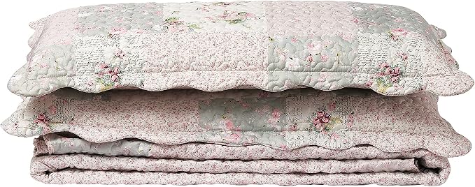 Brilliant Sunshine Rose and Sage Quilt Set, 3-Piece Bedding Sets - Image 6