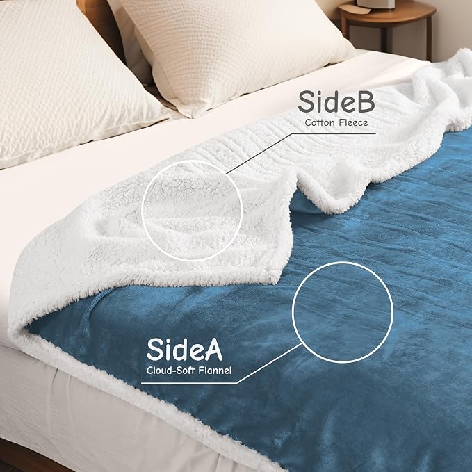 Electric Heated Blanket Throw Size 50"x60", Soft Flannel - Image 3