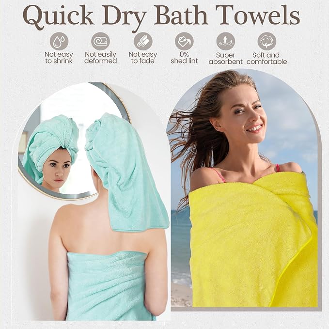 VitalCozy Set of 6 Large Bath Towels - Image 4