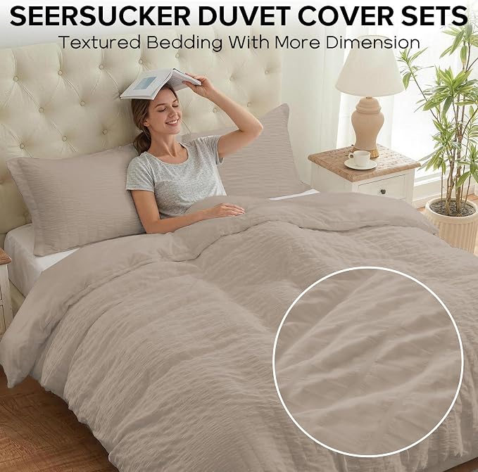 Cozyide Linen Duvet Cover Queen Size, 3 Pieces Bedding Duvet Covers, Soft - Image 2