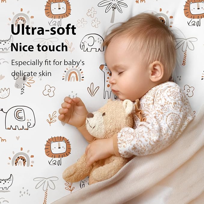 Baby Crib Sheets for Boys and Girls, 3 Pack Toddler Bed Sheets for 52”x28” - Image 2