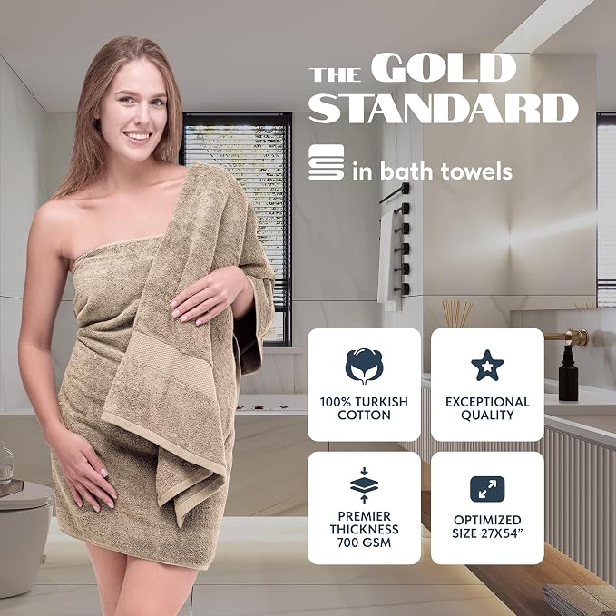 White Classic Luxury Bath Towels Set of 4 Large - Image 2