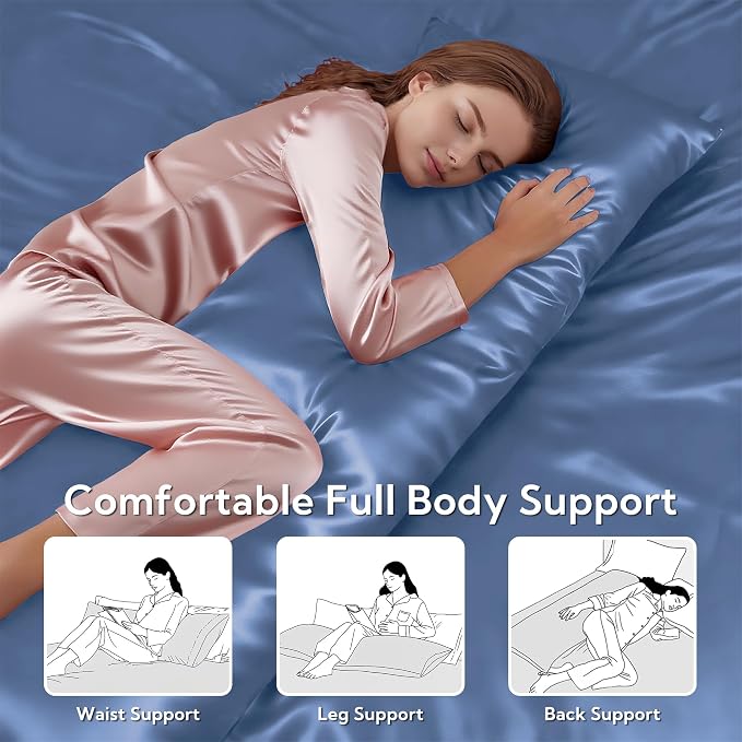 MR&HM Satin Body Pillow Cover, Soft and Breathable Body Pillow Case - Image 5