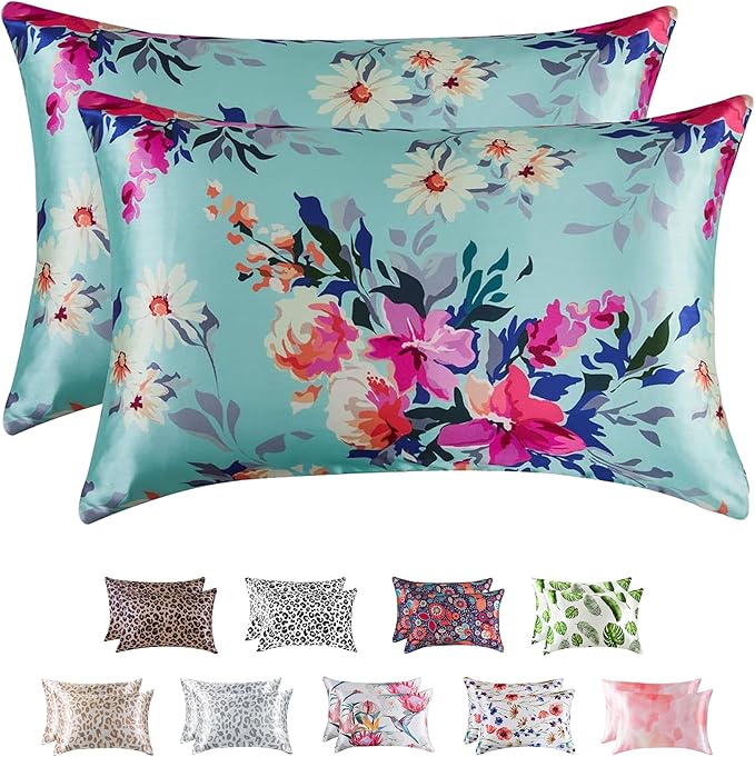 MR&HM Satin Pillowcase for Hair and Skin, Silk Satin Pillowcase 2 Pack by MRHM