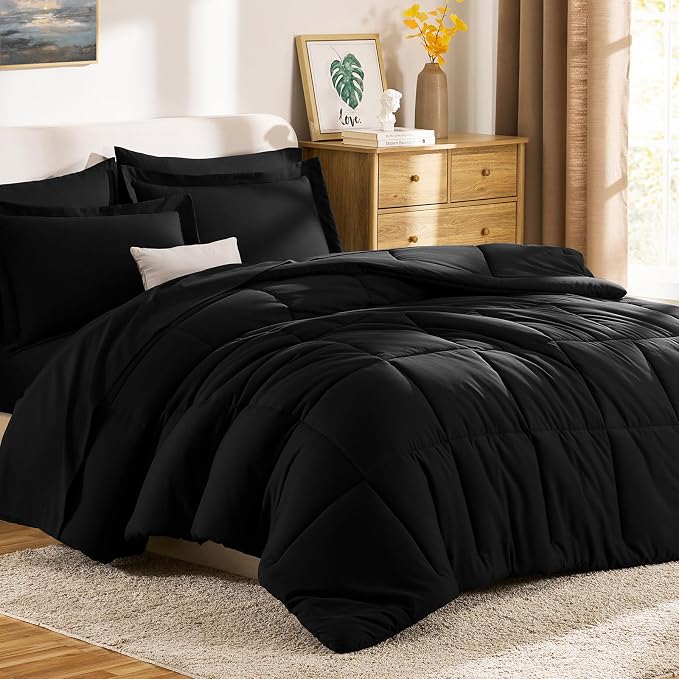 CozyLux California King Comforter Set Black - Image 9