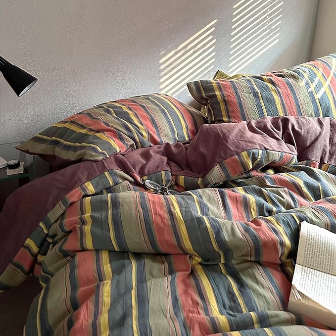 mixinni Vintage Striped Duvet Cover Set Twin XL Size - Image 5