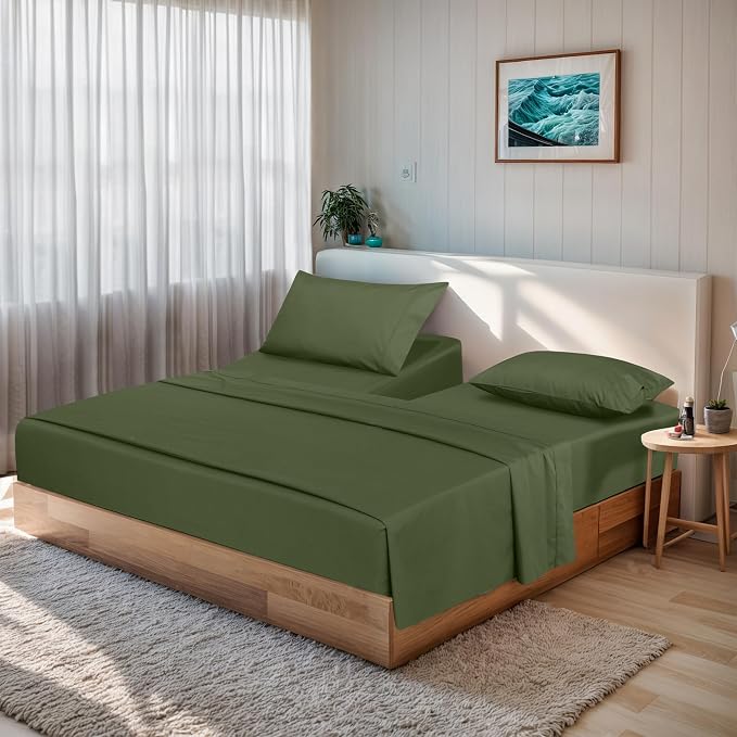 RUVANTI 100% Cotton Sheets – Split King Size Percale Bedding, Cooling & - Image 2