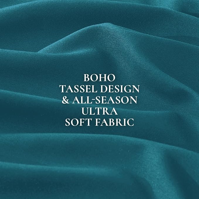 Andency Turquoise Comforter Set Full Size, 3 Pieces Boho Teal Tassel - Image 9