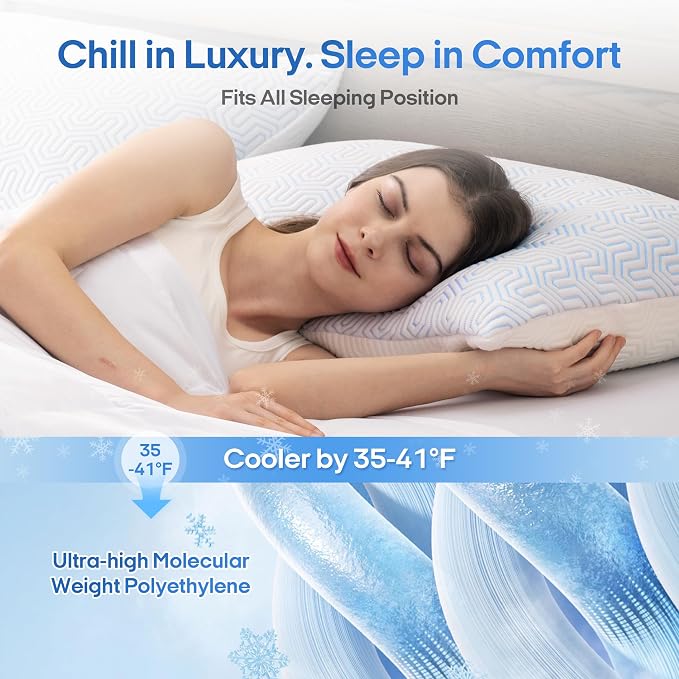 puredown® Cooling Goose Feather Down Pillow, King Size Bed Pillow Insert - Image 5