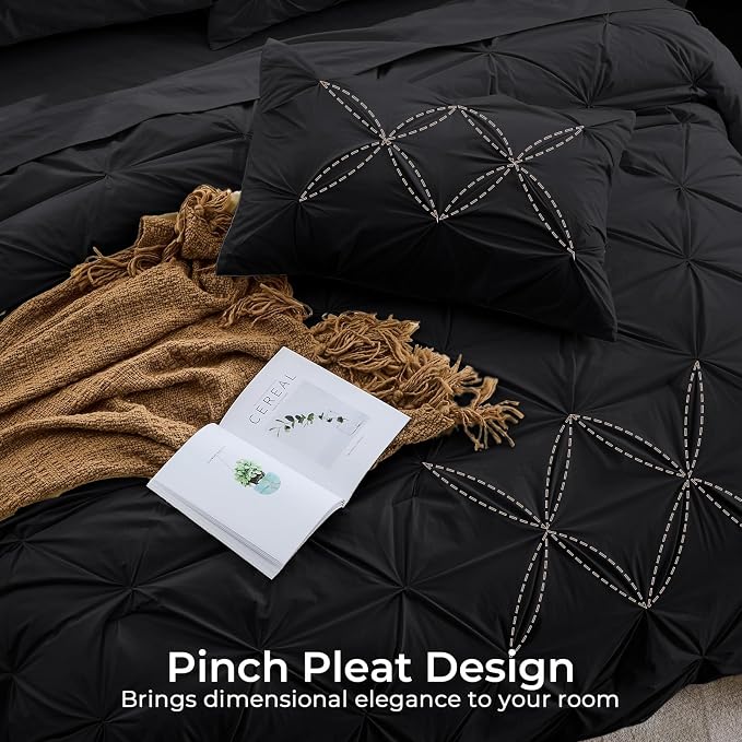 Sasttie Twin Comforter Set, 5-Piece Bed in a Bag, Pintuck Bedding Sets - Image 4