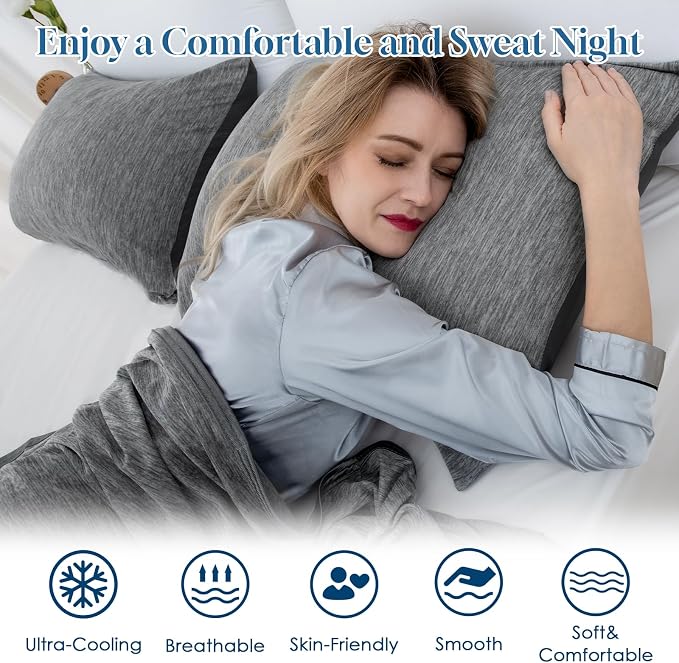 CHOSHOME Cooling Pillow Cases Zipper Pillow Covers Q-Max > 0.45 Zippered - Image 5