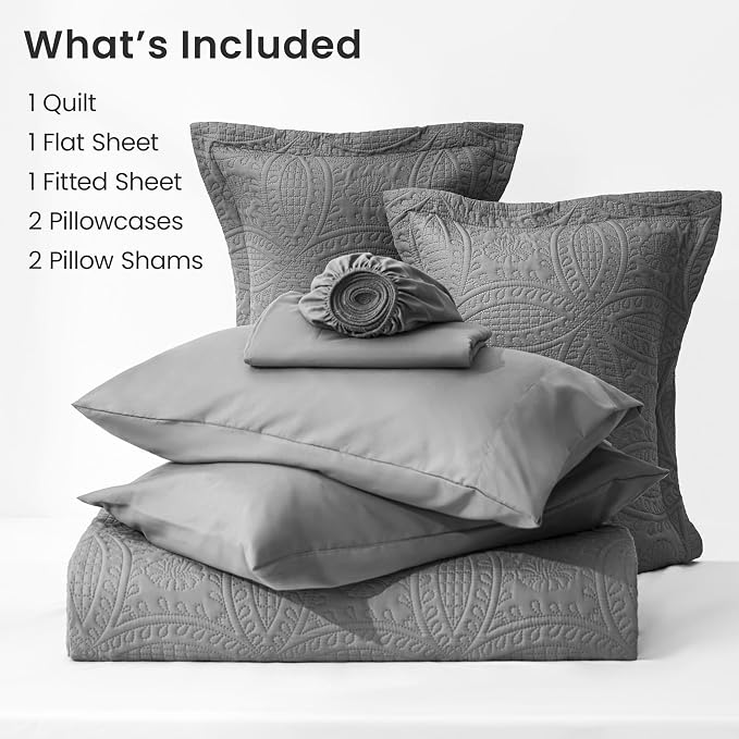 Love's cabin King Quilt Set Grey, Bed in a Bag King Size Bedding 7 Pieces - Image 6