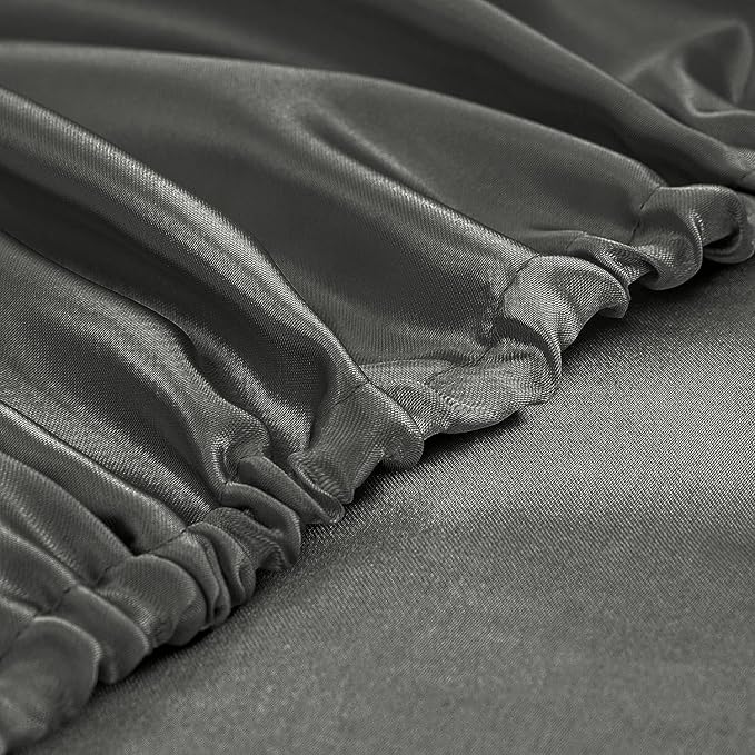 Homiest Dark Grey Satin Fitted Sheet Twin Size, Deep Pocket, Luxury & Ultra - Image 4