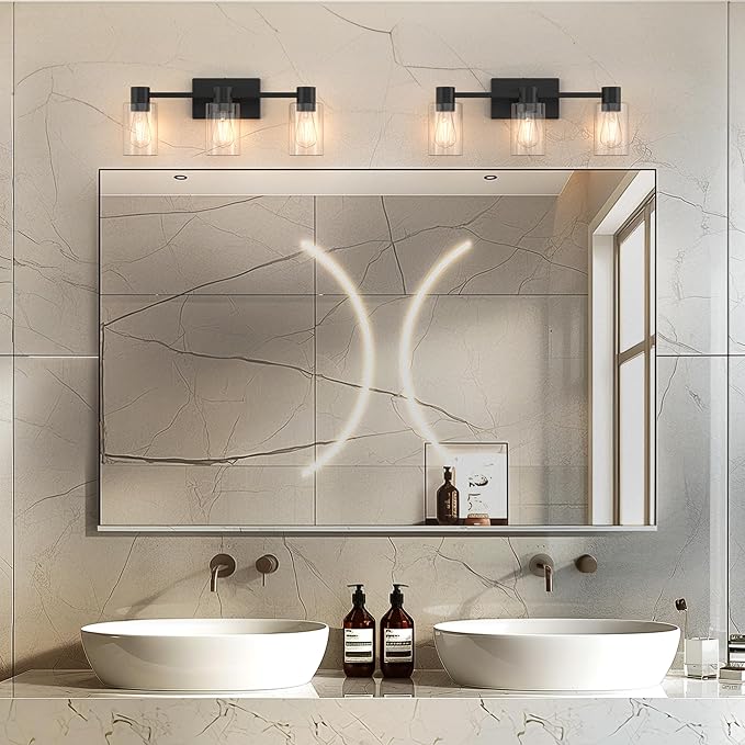 3-Light Matte Black Wall Sconces - Image 3