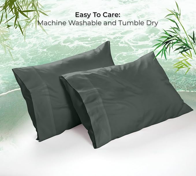 Royale Linens Cooling Pillow Cases King Size Set of 2-100% Rayon Derived from - Image 9