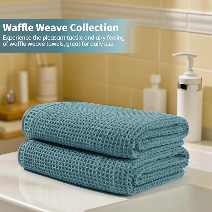 MICROFI Microfiber Waffle Bath Towels, 4 Pieces, Fast Drying, Lint Free 430 GSM - Image 6