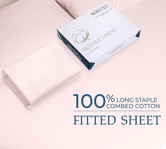 Royale Linens 400 Thread Count 100% American Grown Cotton Fitted Sheet Full Size - Image 9