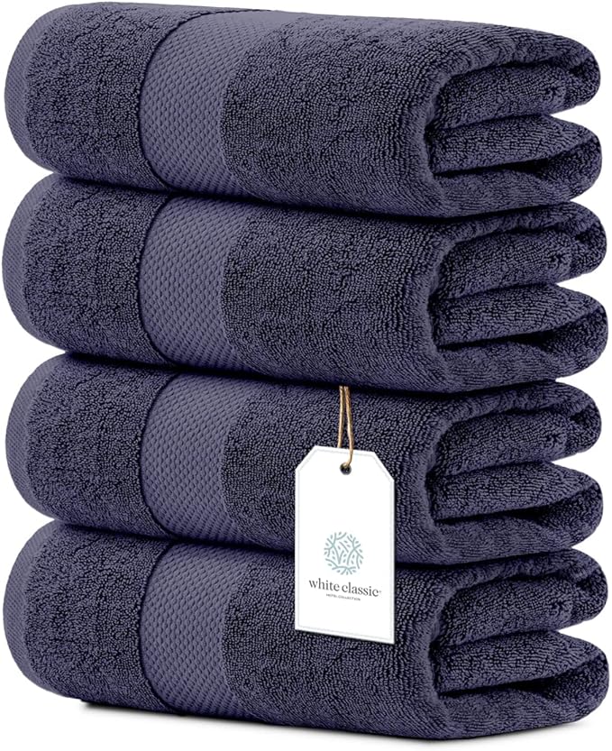 White Classic Luxury Bath Towels Set of 4 Large by WhiteClassic