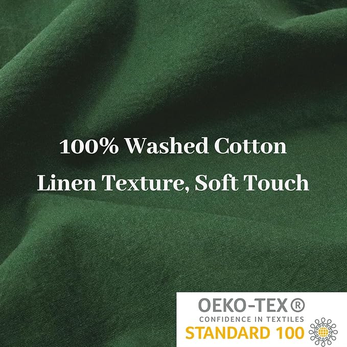 NEXHOME PRO Duvet Cover Set 100% Washed Cotton Full Size Linen Feel Textured - Image 5