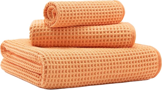 MICROFI Microfiber Waffle Bath Towels, 3 Pieces, Fast Drying, Lint Free by Unknown