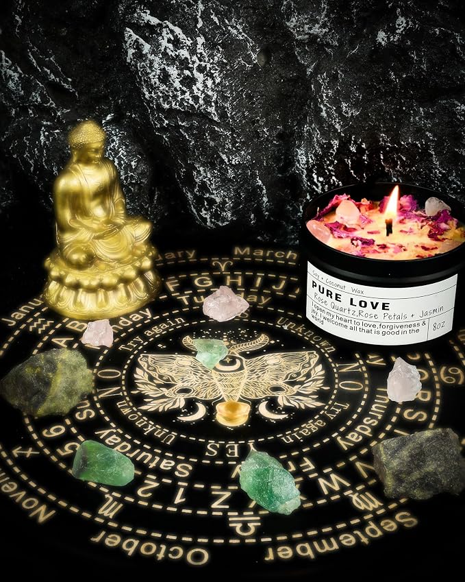 Crystal Candle, Healing Energy Protection Gift, Mindful Intentions, Best Friend - Image 5