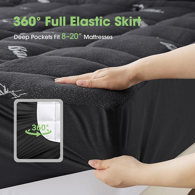 Mattress Pad King Size, Cooling Pillow Top Mattress Topper, Ultra Soft Viscose - Image 5