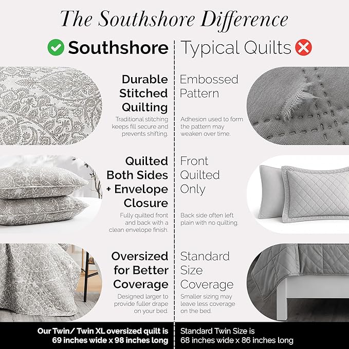 Southshore Fine Living, Inc. Quilt Comforter, Twin XL Dorm Bedding Set - Image 4