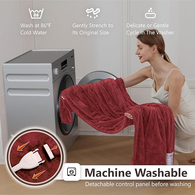 Wapaneus Foot Pocket Heated Blanket Electric Throw - Image 6