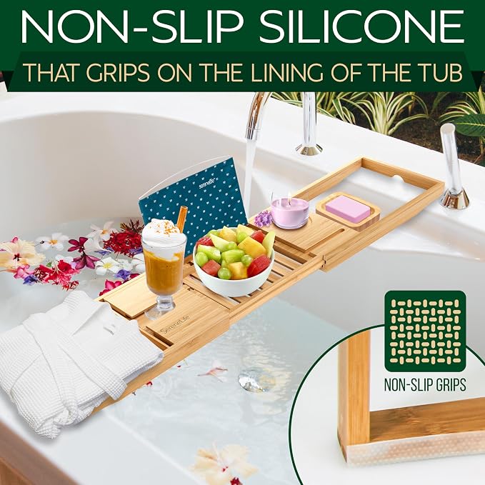 SereneLife Premium Bathtub Tray Caddy - Image 5