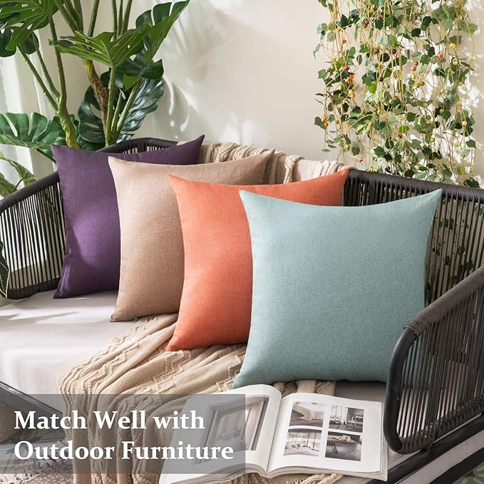 MIULEE Pack of 2 Decorative Outdoor Solid Waterproof Throw Pillow Covers Spring - Image 4