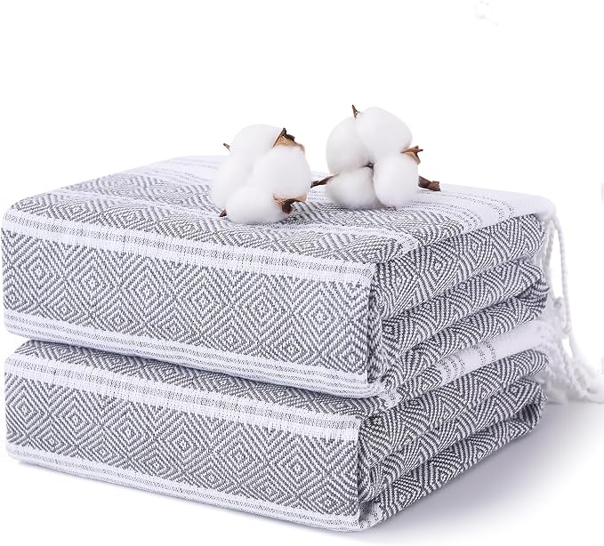 2 Packs Cotton Turkish Beach Towels Quick Dry Sand Free Oversized Pool Bath by ANTFUNYgivesmorechoices