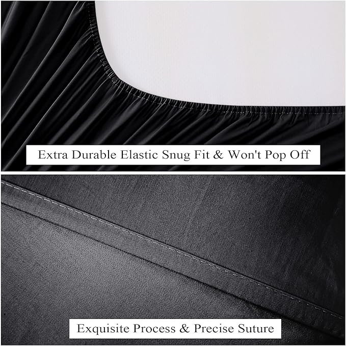 King Size Fitted Sheet Only Black, 100% Egyptian Cotton 600 Thread Count - Image 4
