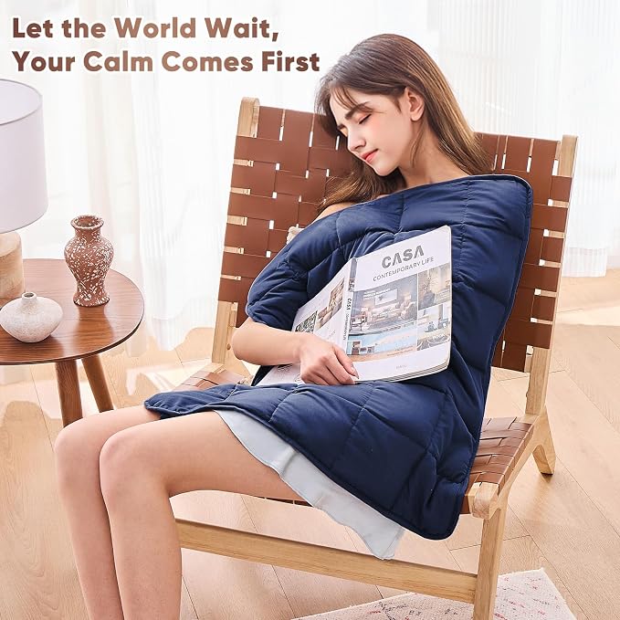 Weighted Lap Blanket for Adults 7lbs, Portable Travel Weighted Blankets - Image 2