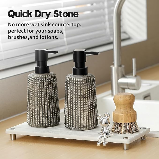 Razborci Instant Dry Sink Caddy Kitchen Sink Organizer, Quick Drying Stone Tray - Image 4