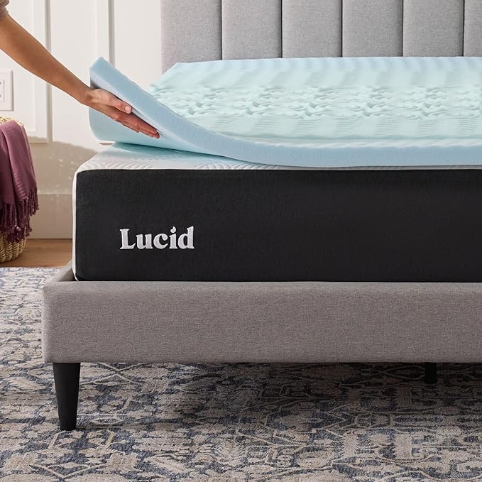 LUCID 2 Inch Gel Memory Foam Mattress Topper, California King size – 5 Zones – - Image 6